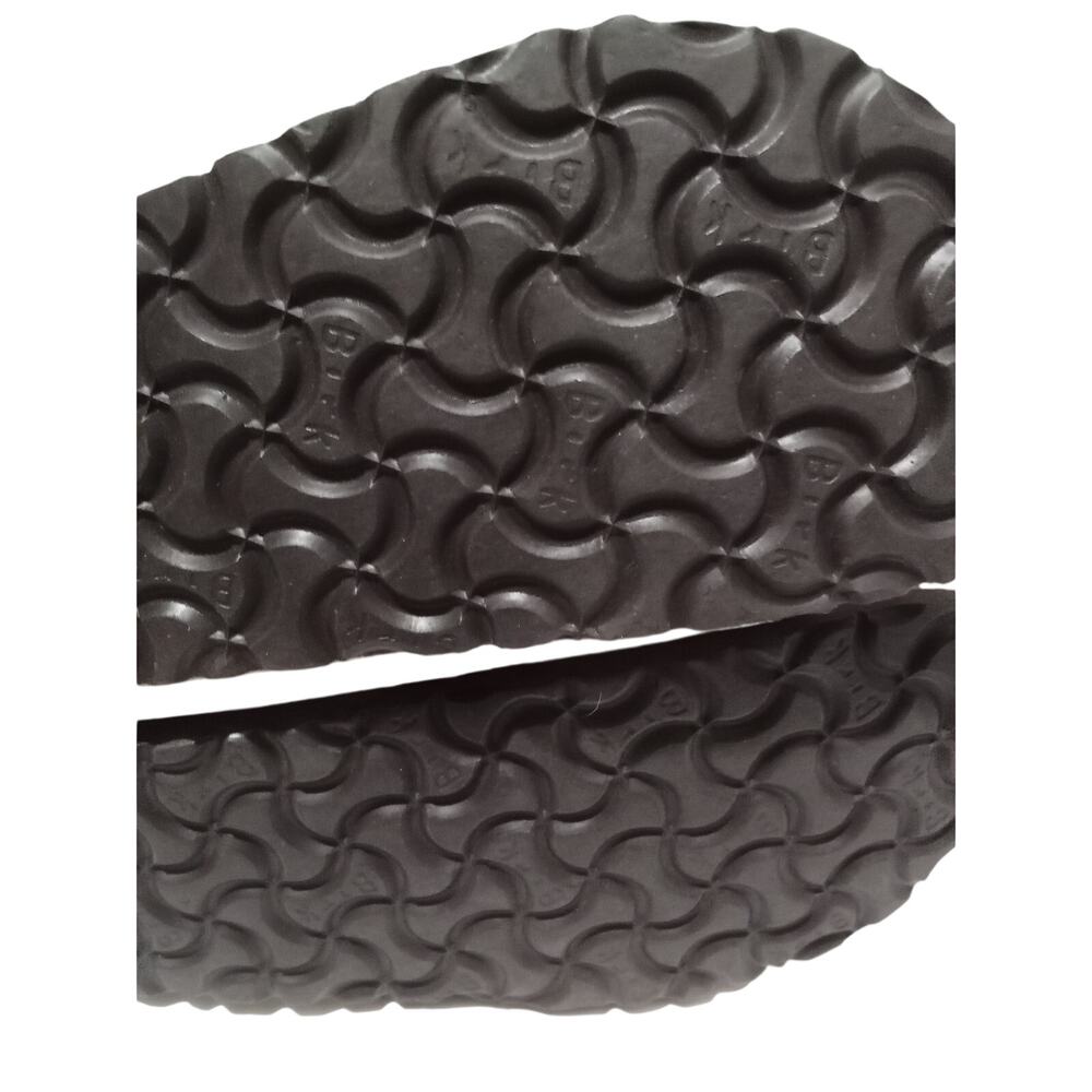 Birkenstock Made In Germany Pearl White Bronze Tone Logo Hardware Slides Size 37 - Picture 10 of 12